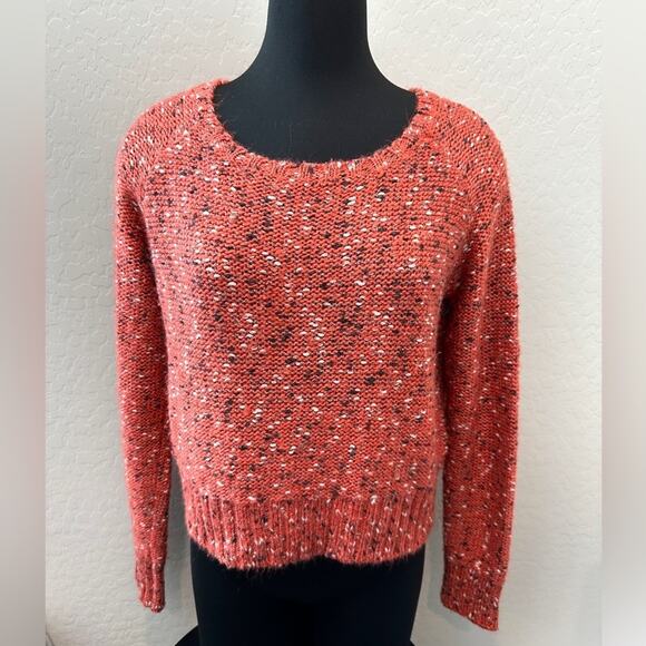 JOHN + JENN | Red Marled Chunky Knit Cropped Sweater | Size Large - Picture 2 of 6